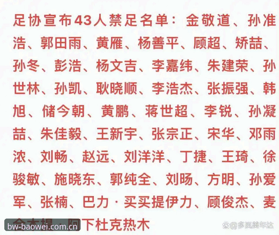 足协第三批禁足名单必备知识：17人终身禁足与48人处罚的数据拆解